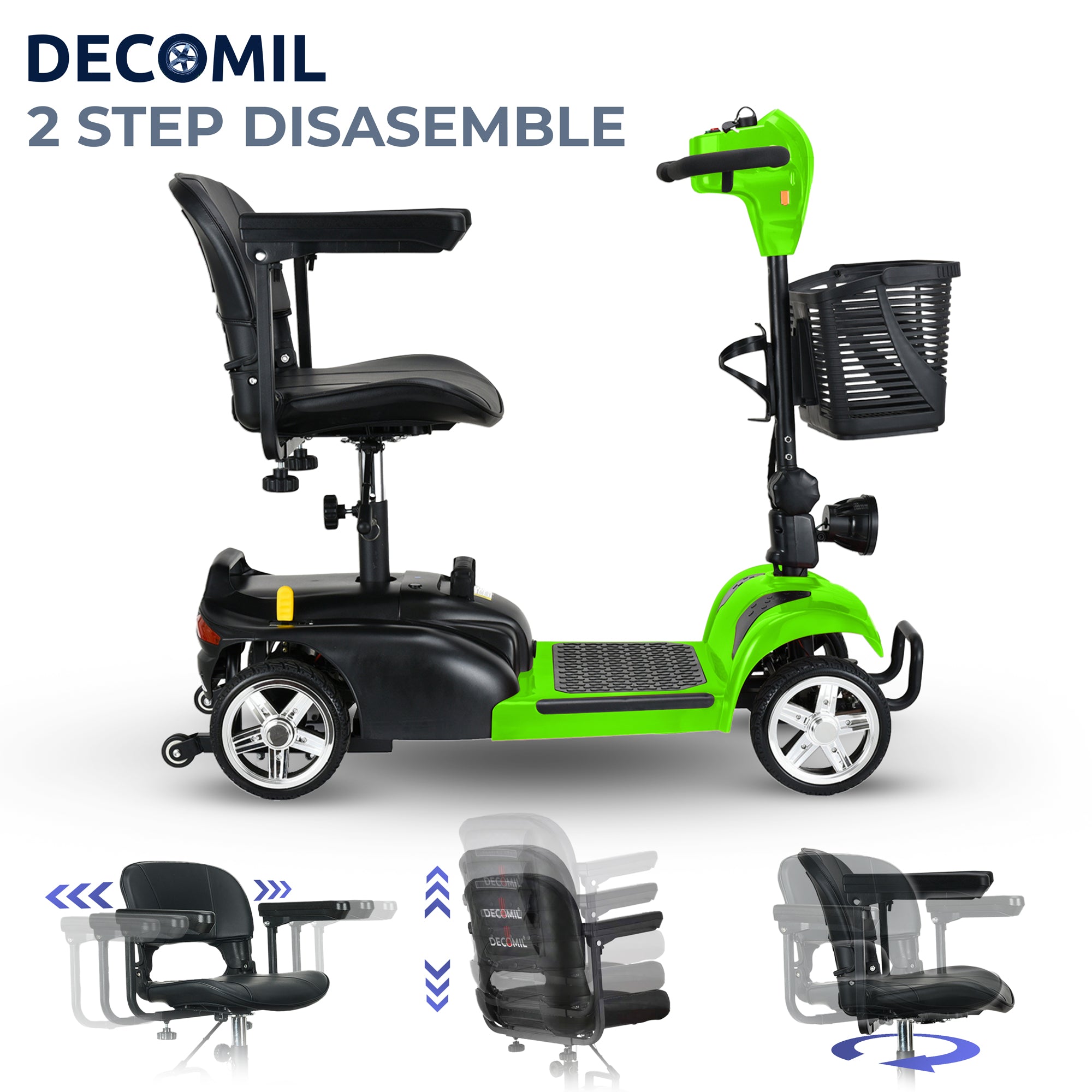 Portable Mobility Scooter for Seniors, Foldable Electric Powered Scooter