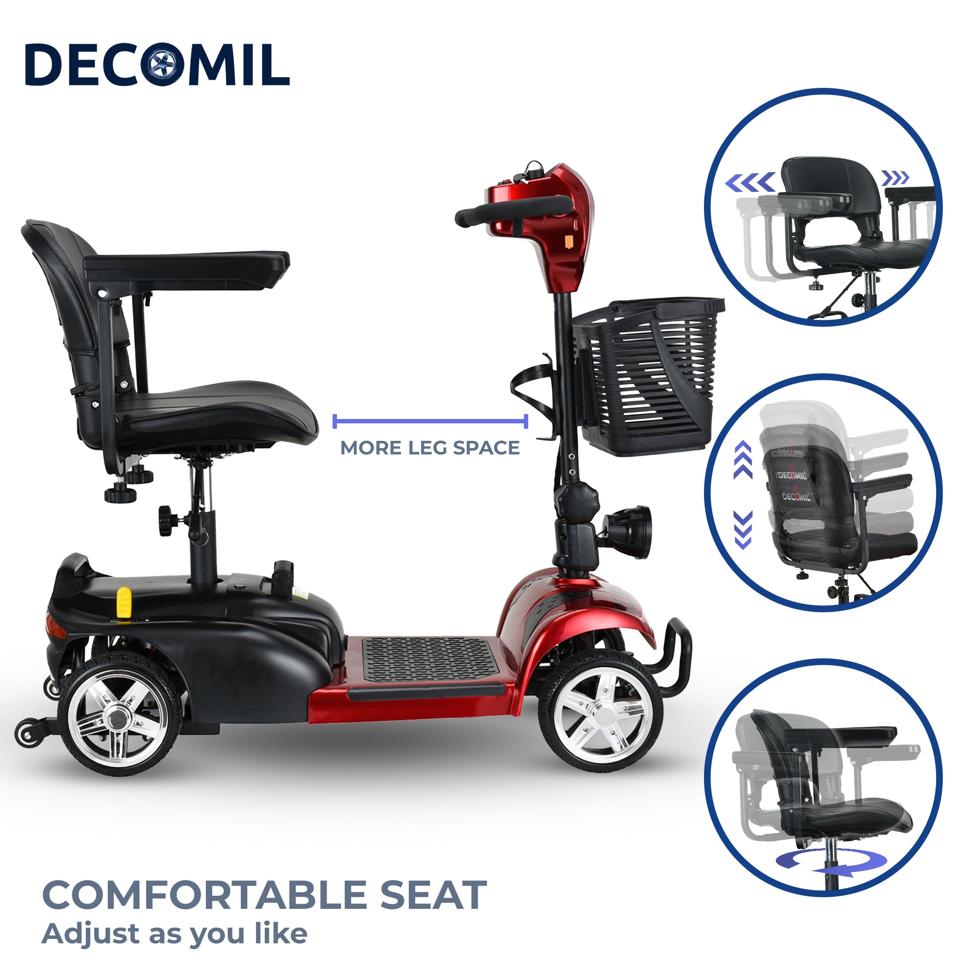 Portable Mobility Scooter for Seniors, Foldable Electric Powered Scooter