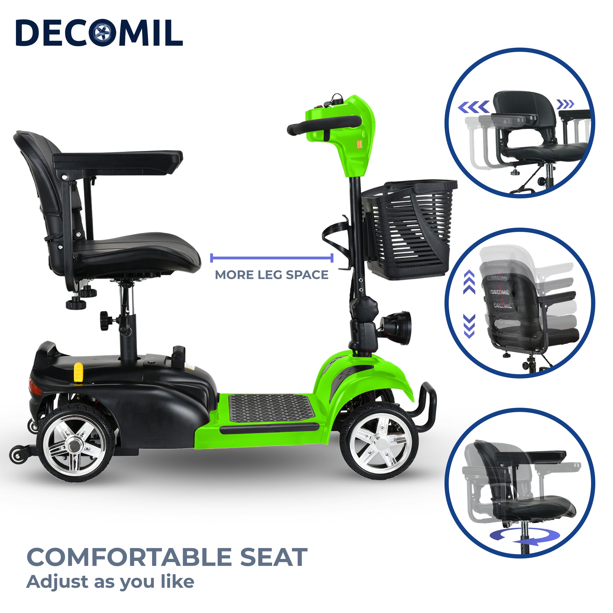 Portable Mobility Scooter for Seniors, Foldable Electric Powered Scooter