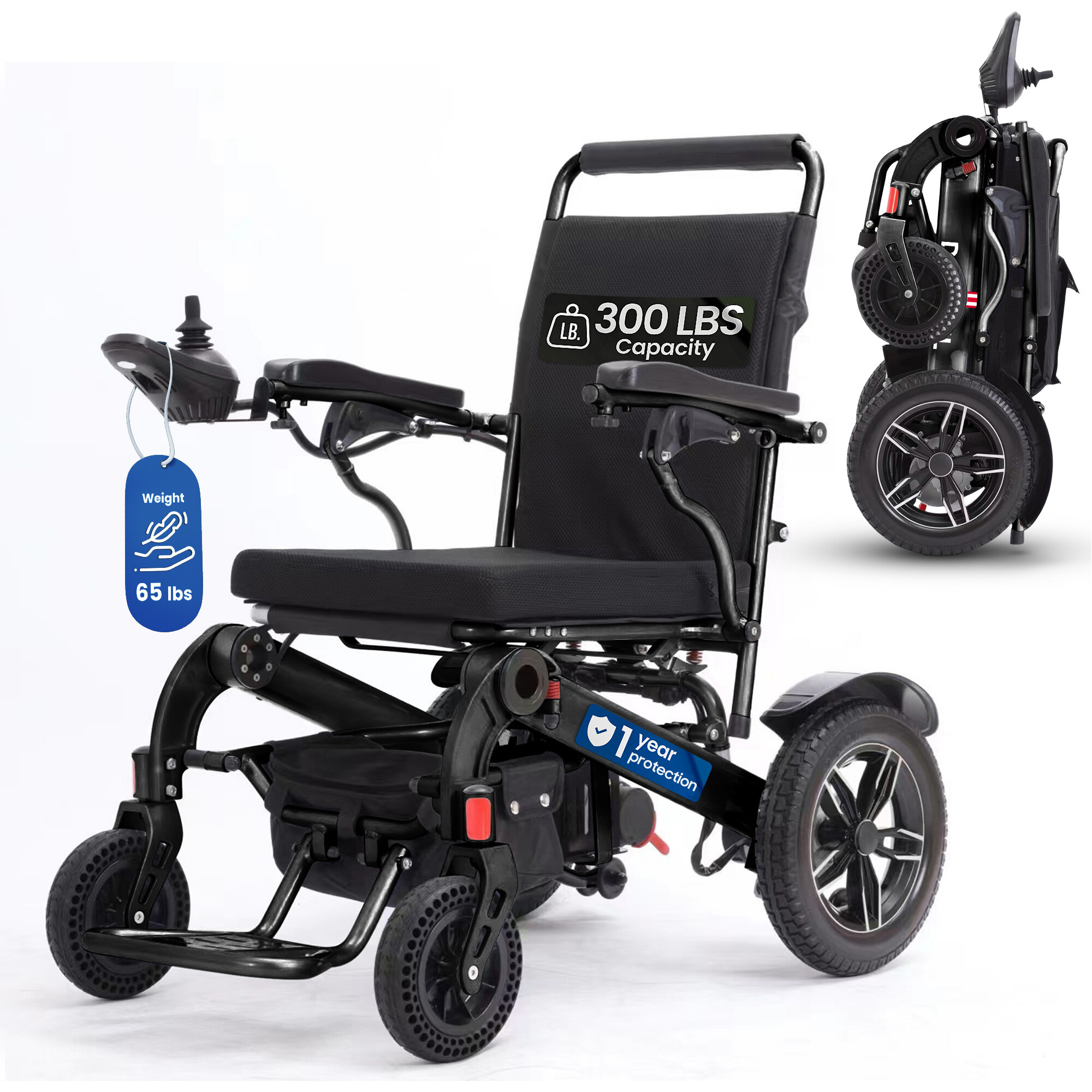 Electric Power Wheelchair for Adults, Motorized Intelligent Wheelchair, Portable Wheelchair