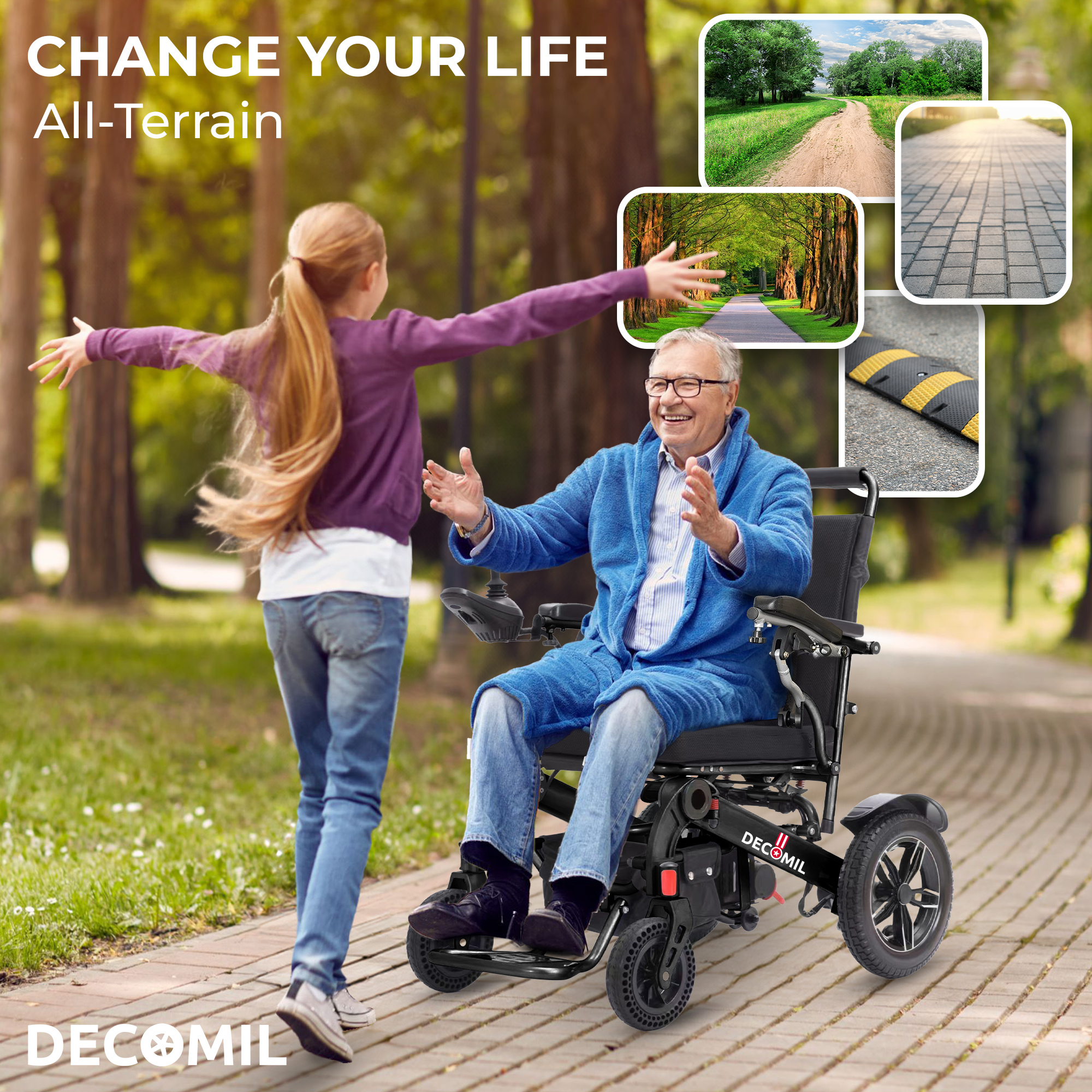 Electric Power Wheelchair for Adults, Motorized Intelligent Wheelchair, Portable Wheelchair