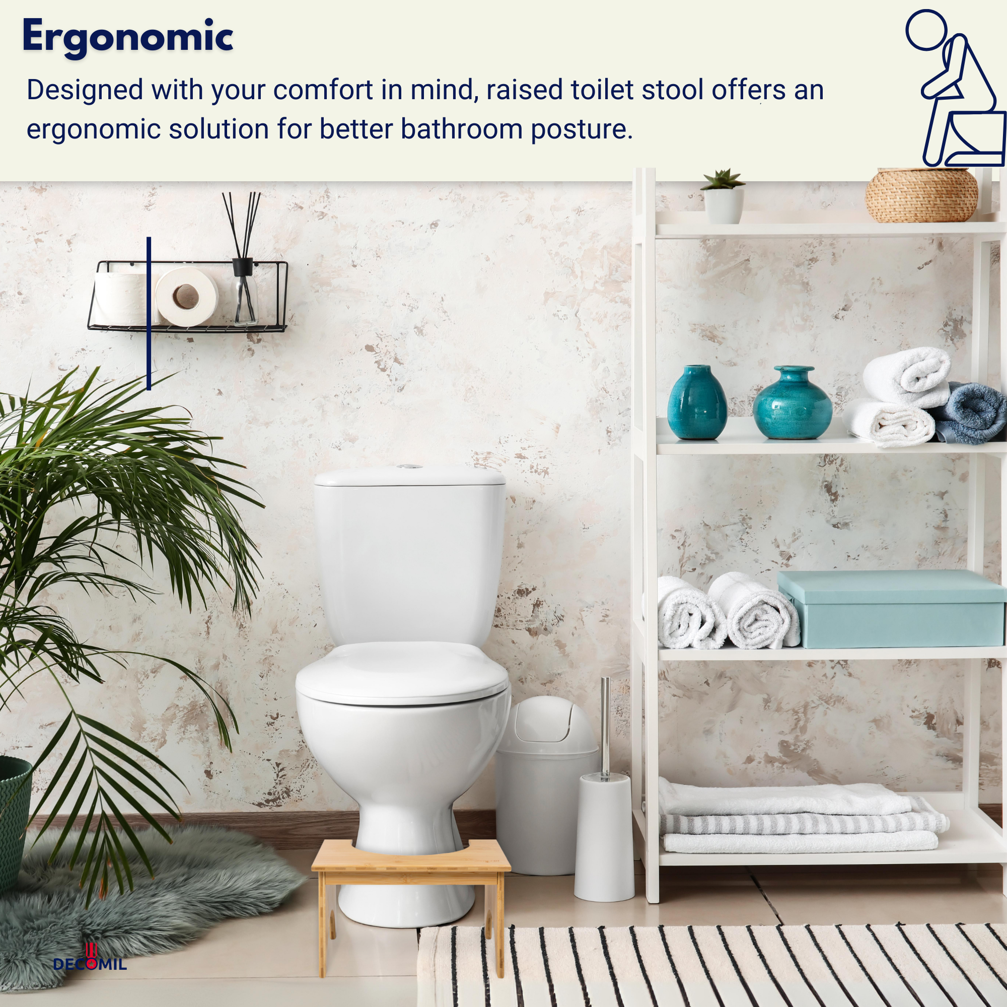 Toilettenhocker, Badezimmer-Tritthocker, Badezimmer, Badezimmerprodukte, Toilettenhocker für Kinder, ergonomischer Toilettenhocker, Badezimmergeschenk, Toilettenhocker für Erwachsene