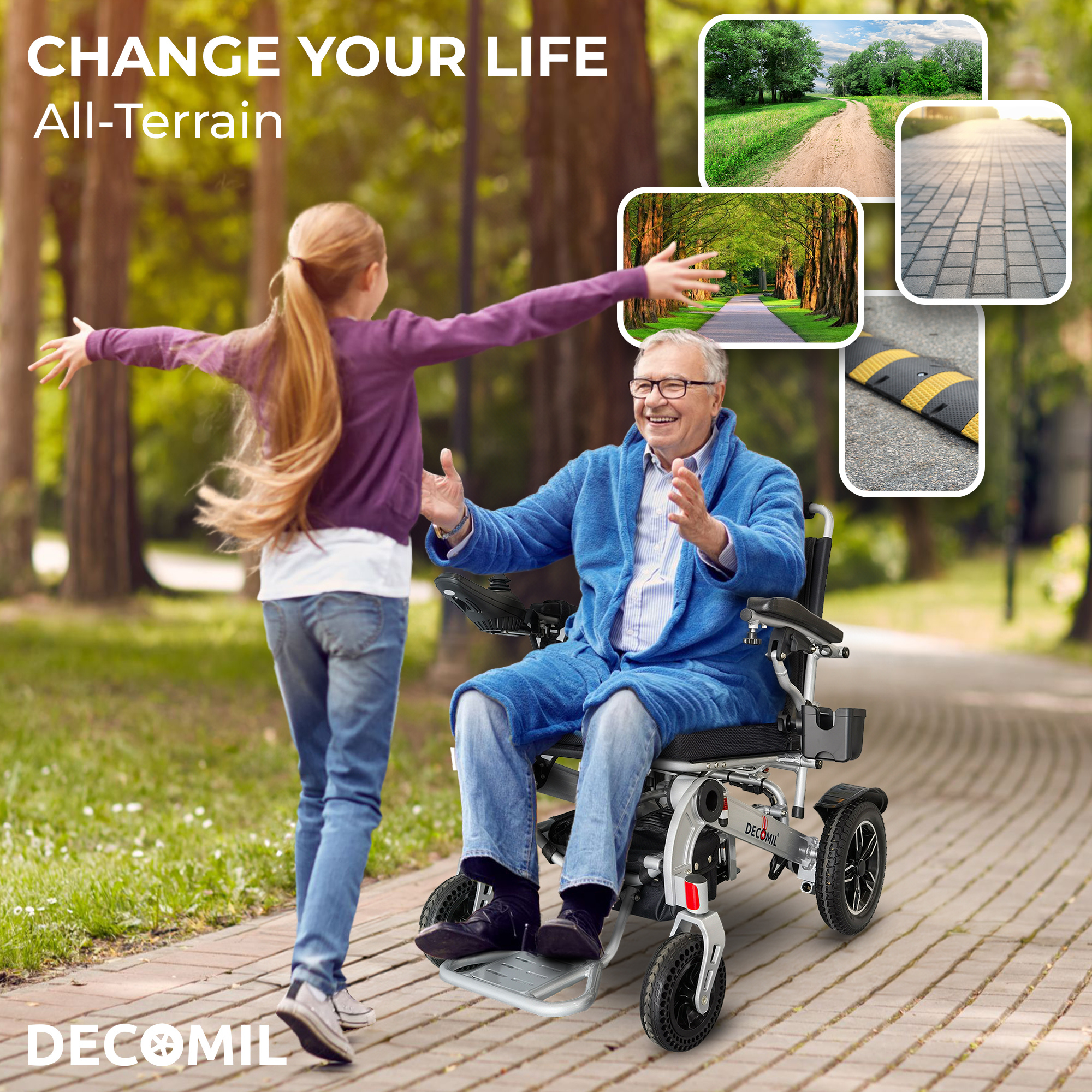 Electric Power Wheelchair for Adults, Motorized Intelligent Wheelchair, Portable Wheelchair