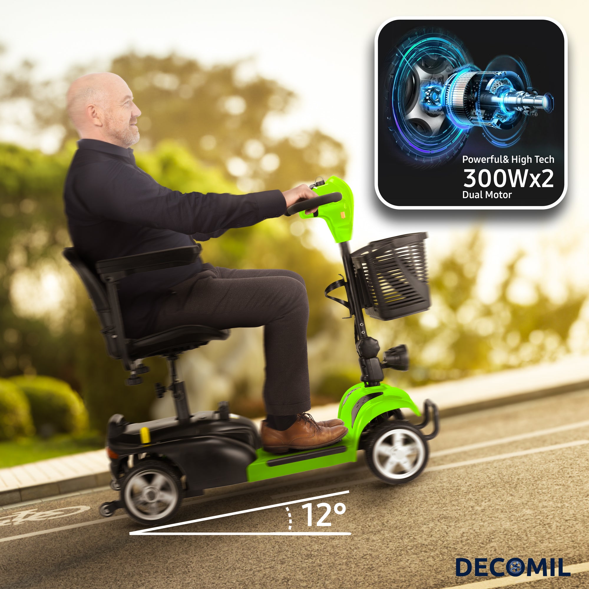 Portable Mobility Scooter for Seniors, Foldable Electric Powered Scooter