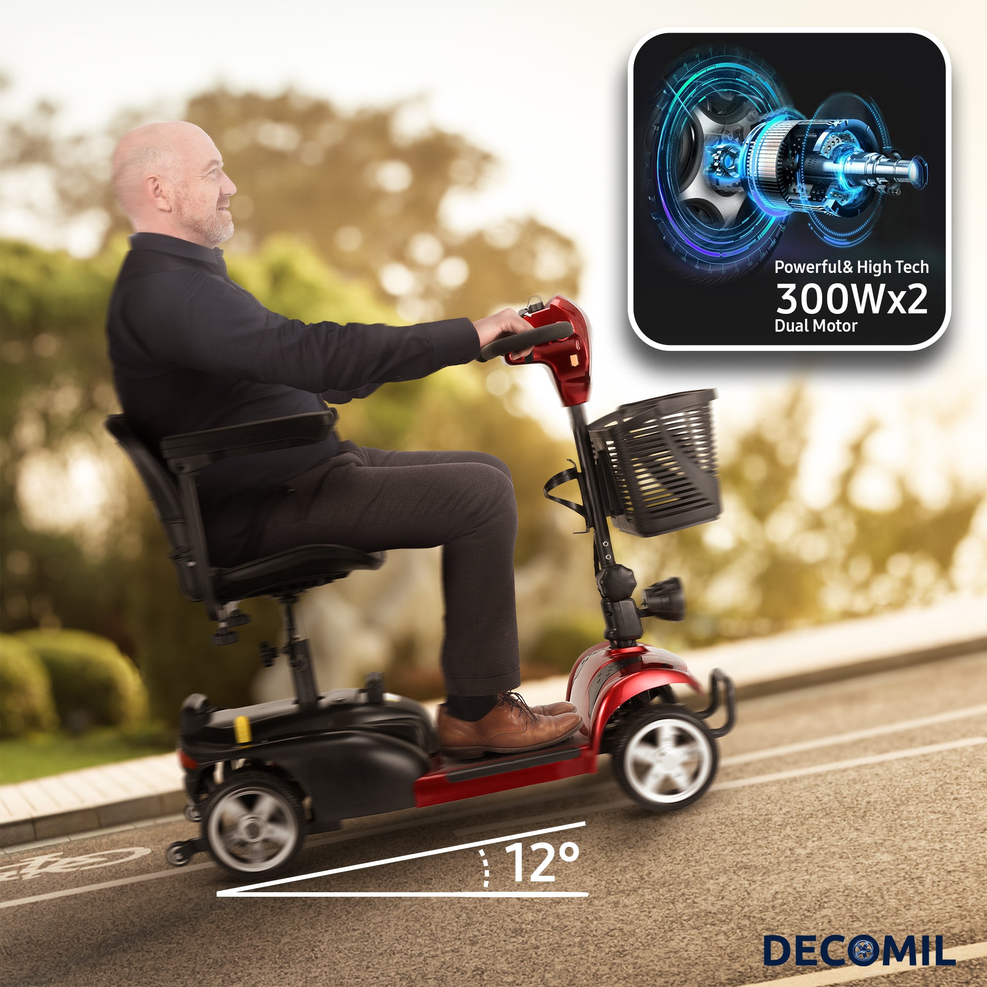 Portable Mobility Scooter for Seniors, Foldable Electric Powered Scooter