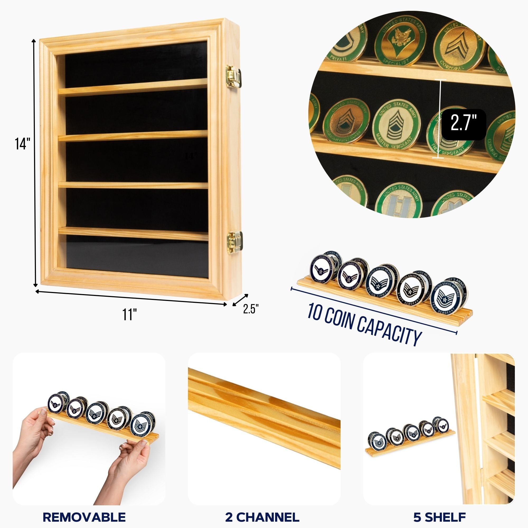 Lockable 30 Military Challenge Coin, Poker Chip, Sports Coin Display Case Cabinet, Glass door, Coin30-OA