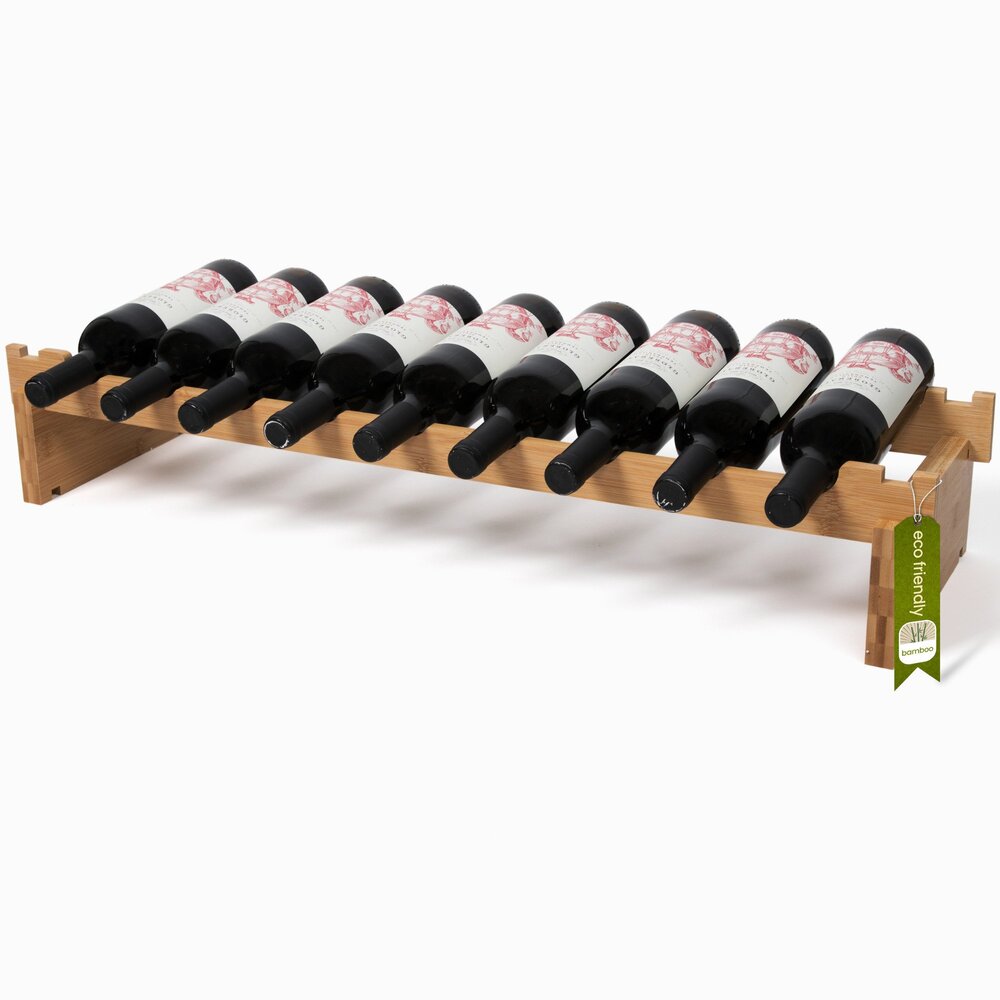 9 bottle wine rack on white background