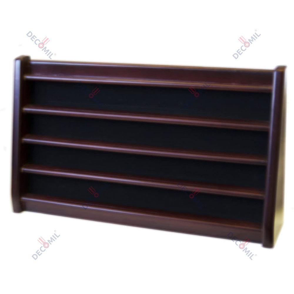 COIN HOLDER SHELF CHALLENGE 5 ROWS DISPLAY CASINO CHIPS HOLDER SOLID WOOD - CHERRY FINISH - DECOMIL