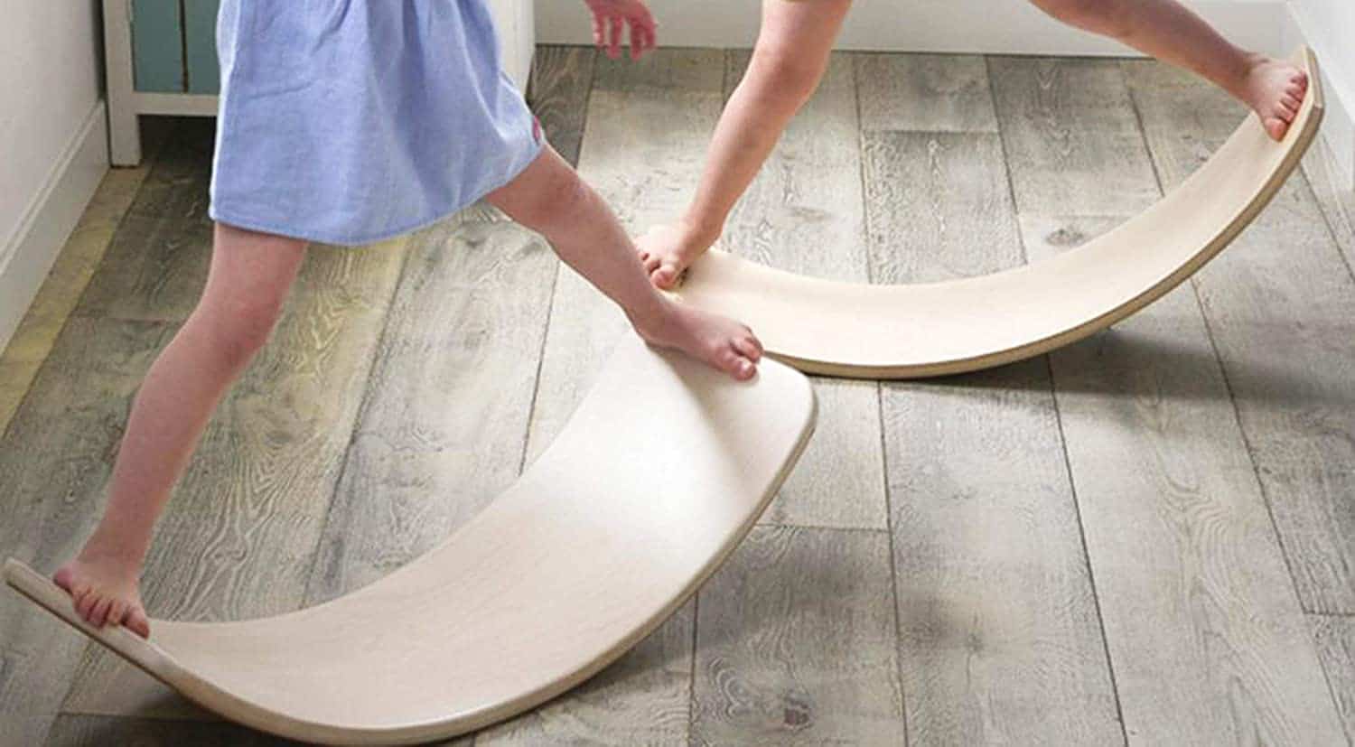 Balance Board (Bamboo), Wobble Board (Wooden), Kids Playing