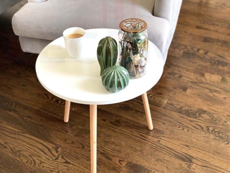 Round Small Side Table (Industrial End Table) White 1 