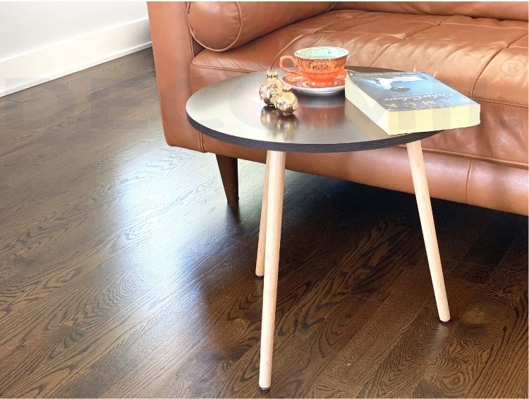 Round Small Side Table (Industrial End Table) Brown 3