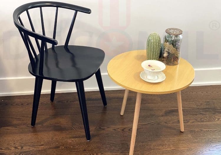 Round Small Side Table (Industrial End Table) Walnut 3