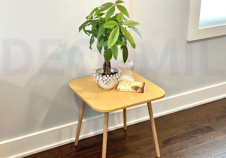 Square Shape Side Table, Industrial End Table, Walnut 1